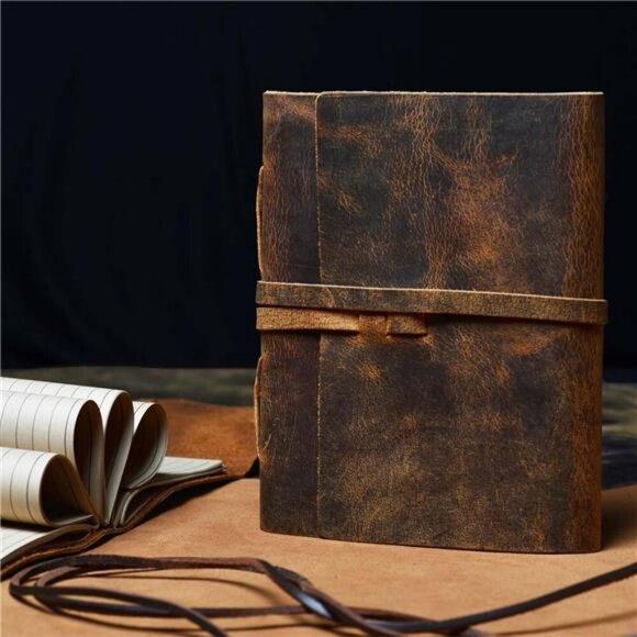 Leather Journal Notebook Genuine Leather Writing Notebook Lined Paper Travel Dia - Picture 4 of 7